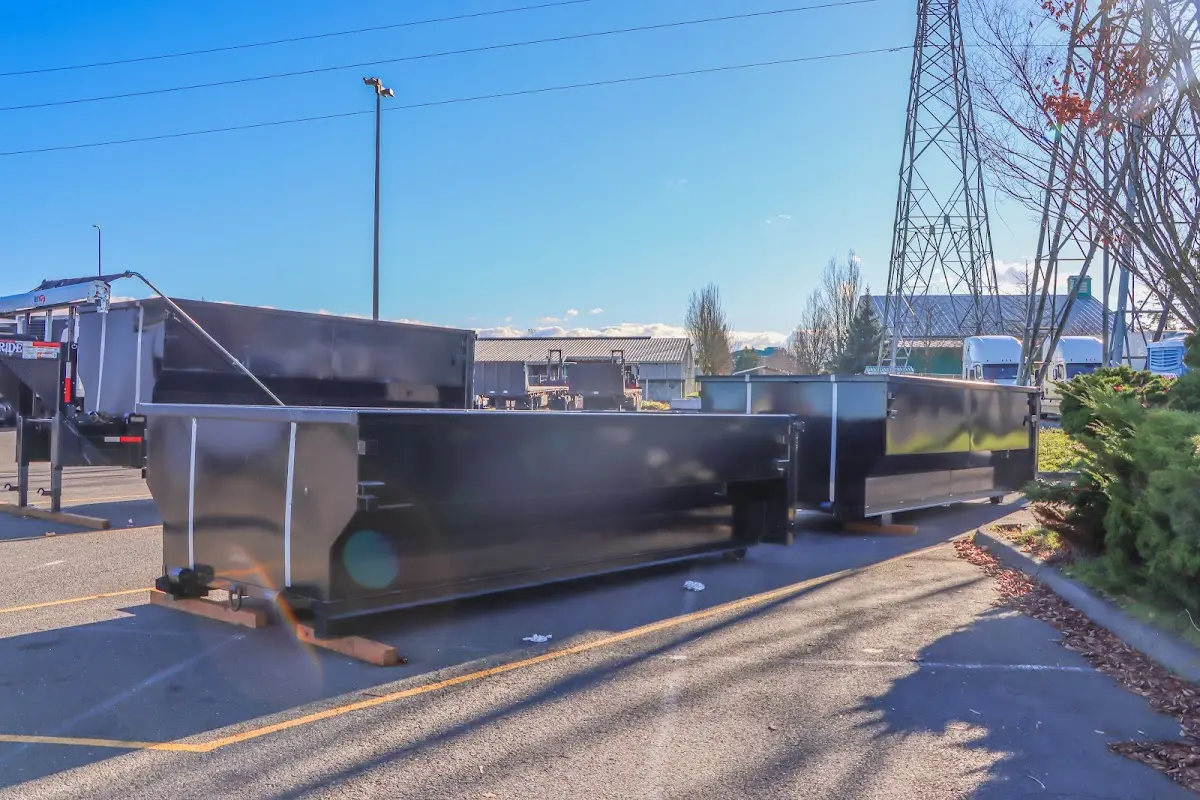 Roll-off dumpster ready for waste disposal at job site for 2 Yard Dumpster Rental in Pittsburg